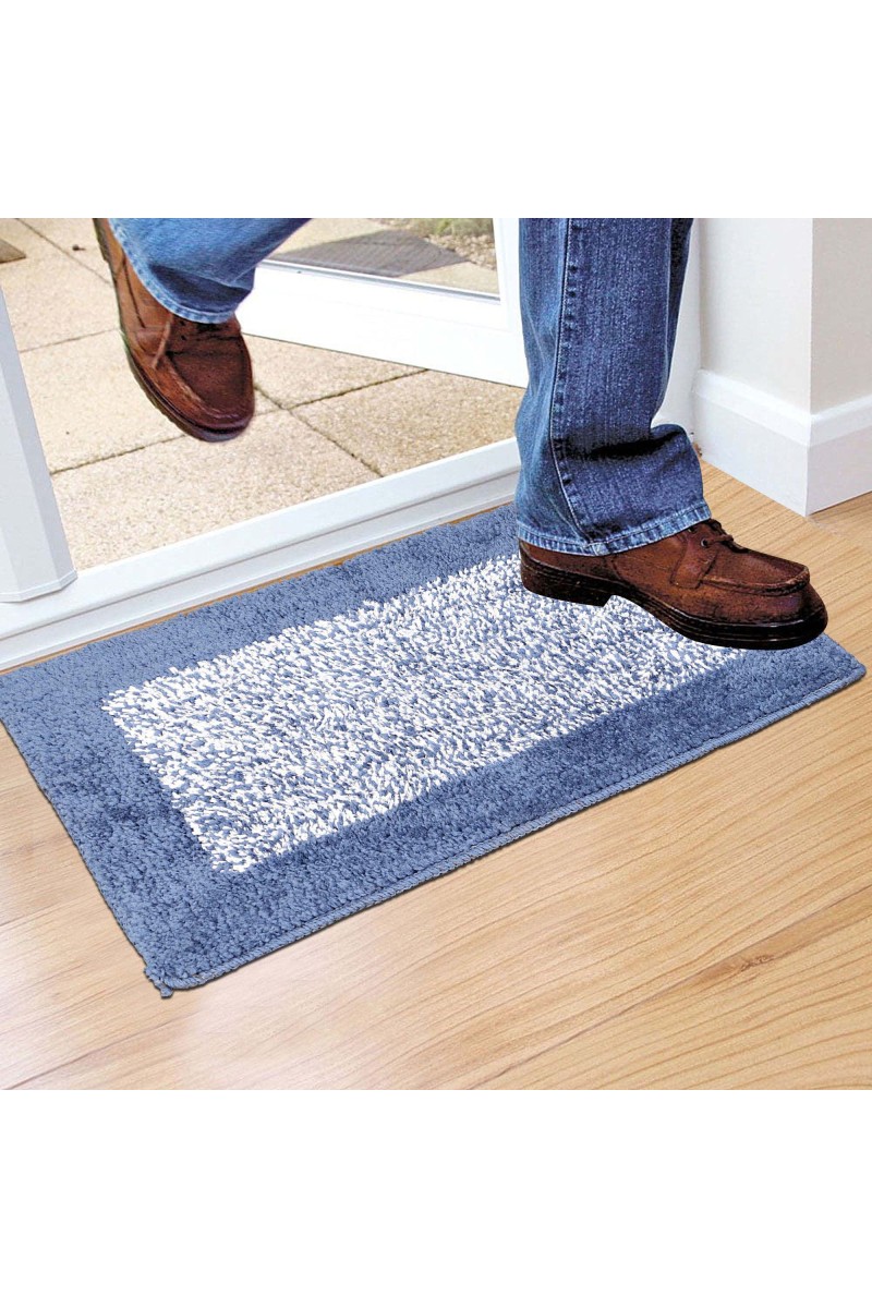 Home Beautiful                         Anti-Skid Blue Polyester Door Mat