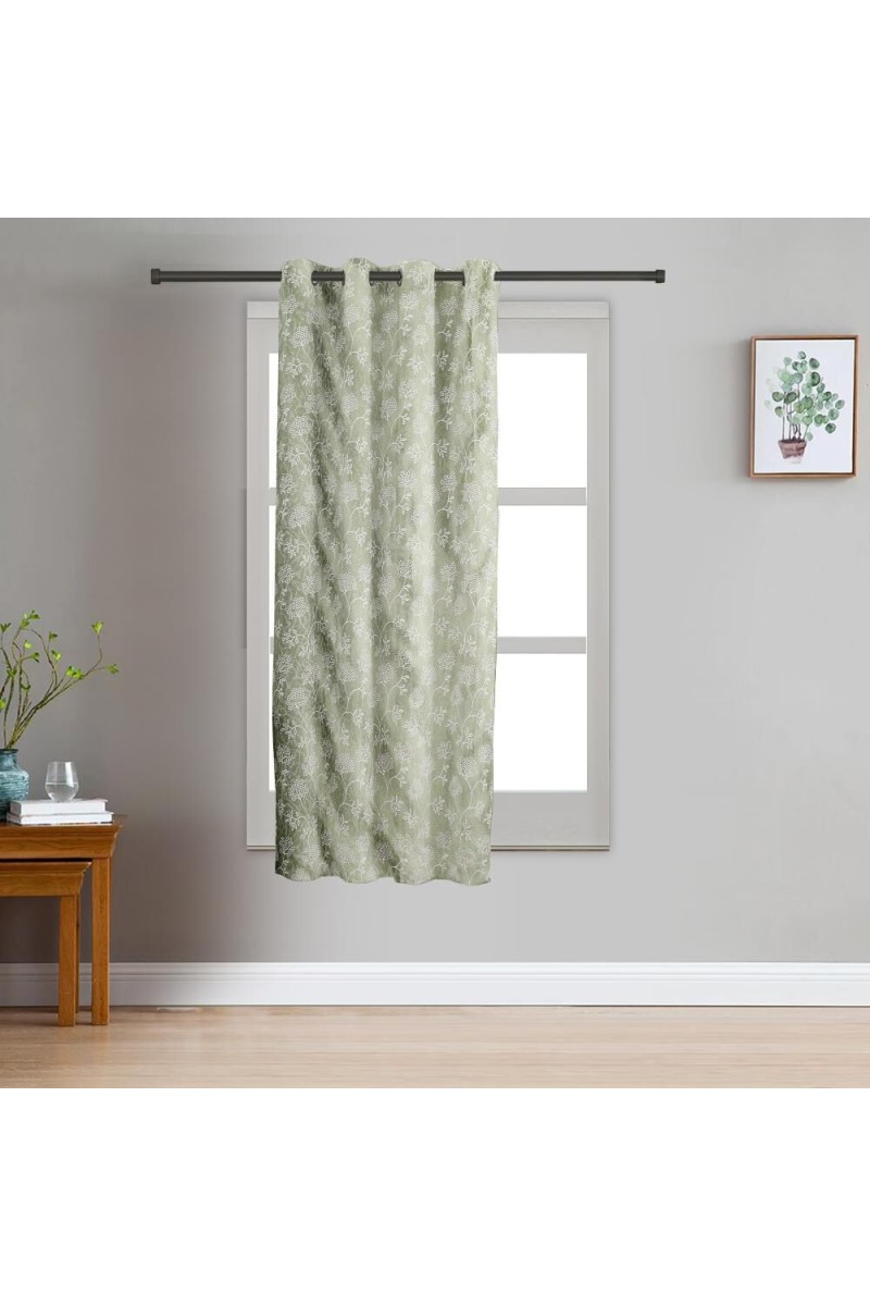 Home Beautiful                         5ft. Light Sage Green Printed Eyelet Curtains