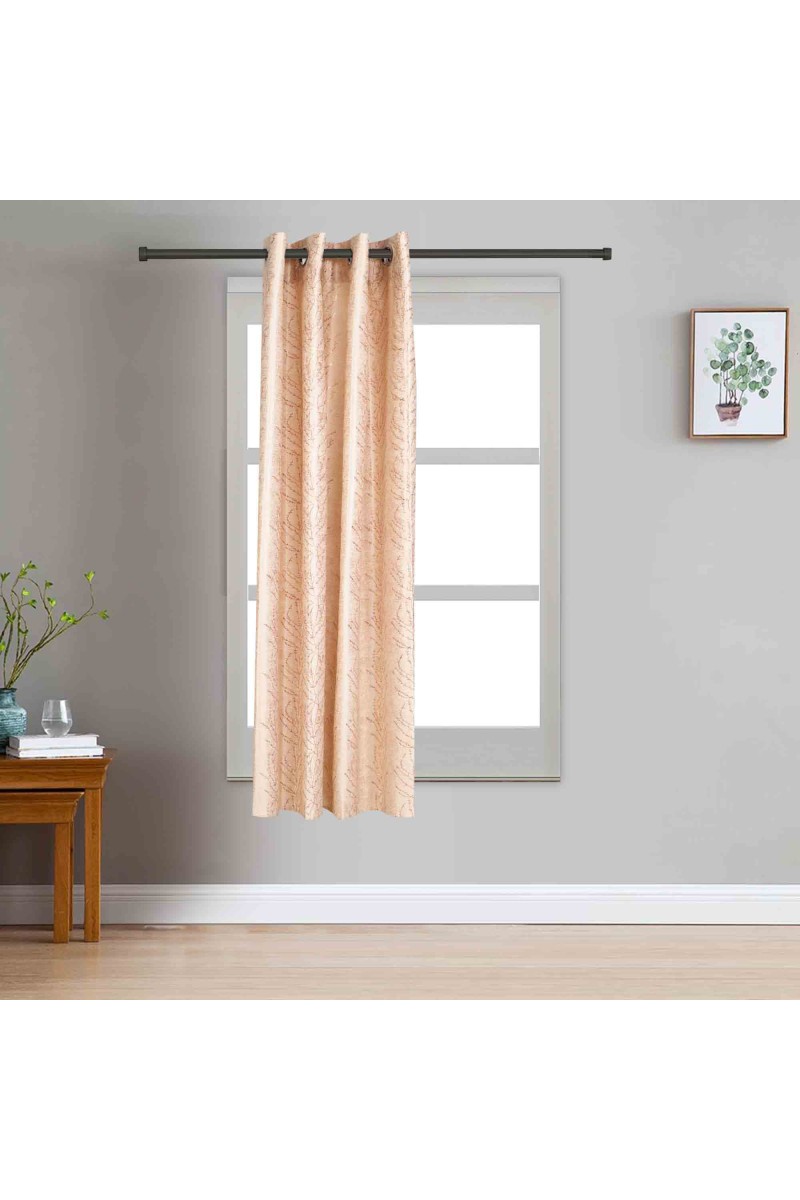 Home Beautiful                         5ft. Soft Beige Printed Eyelet Window Curtains