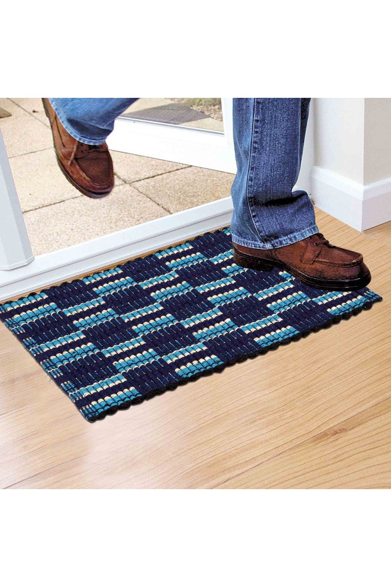 Home Beautiful                         Blue Polyester Cotton Door Mat