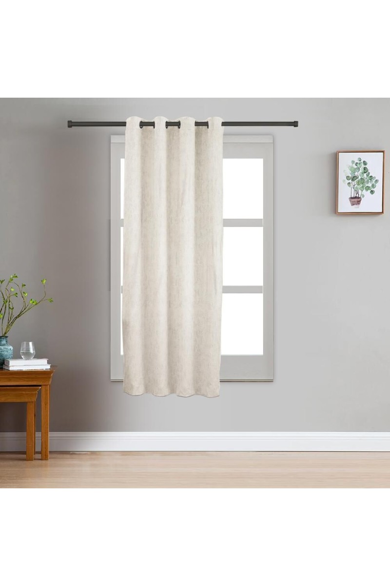 Home Beautiful                         5ft. Soft Cream Embossed Eyelet Window Curtains