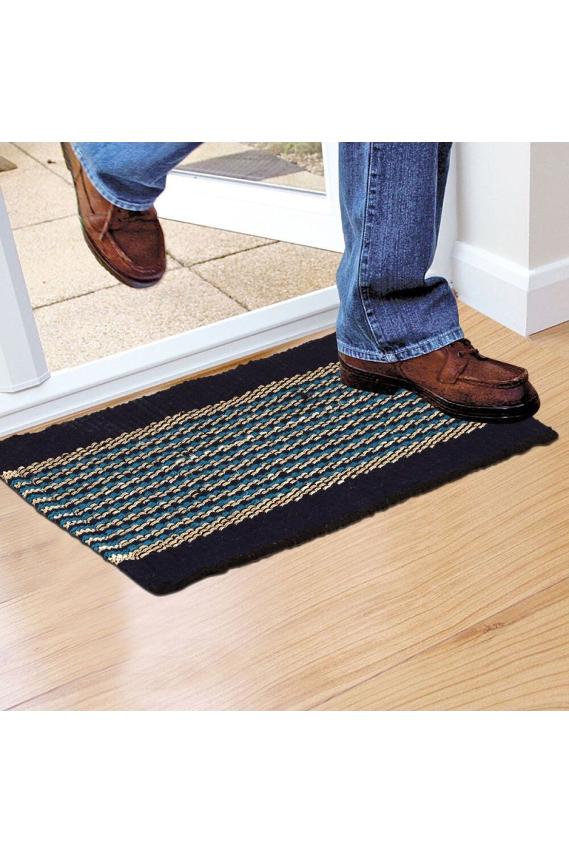 Home Beautiful                         Blue Polyester Cotton Door Mat