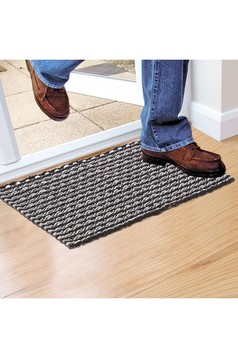 Home Beautiful                         Dark Grey Polyester Cotton Door Mat