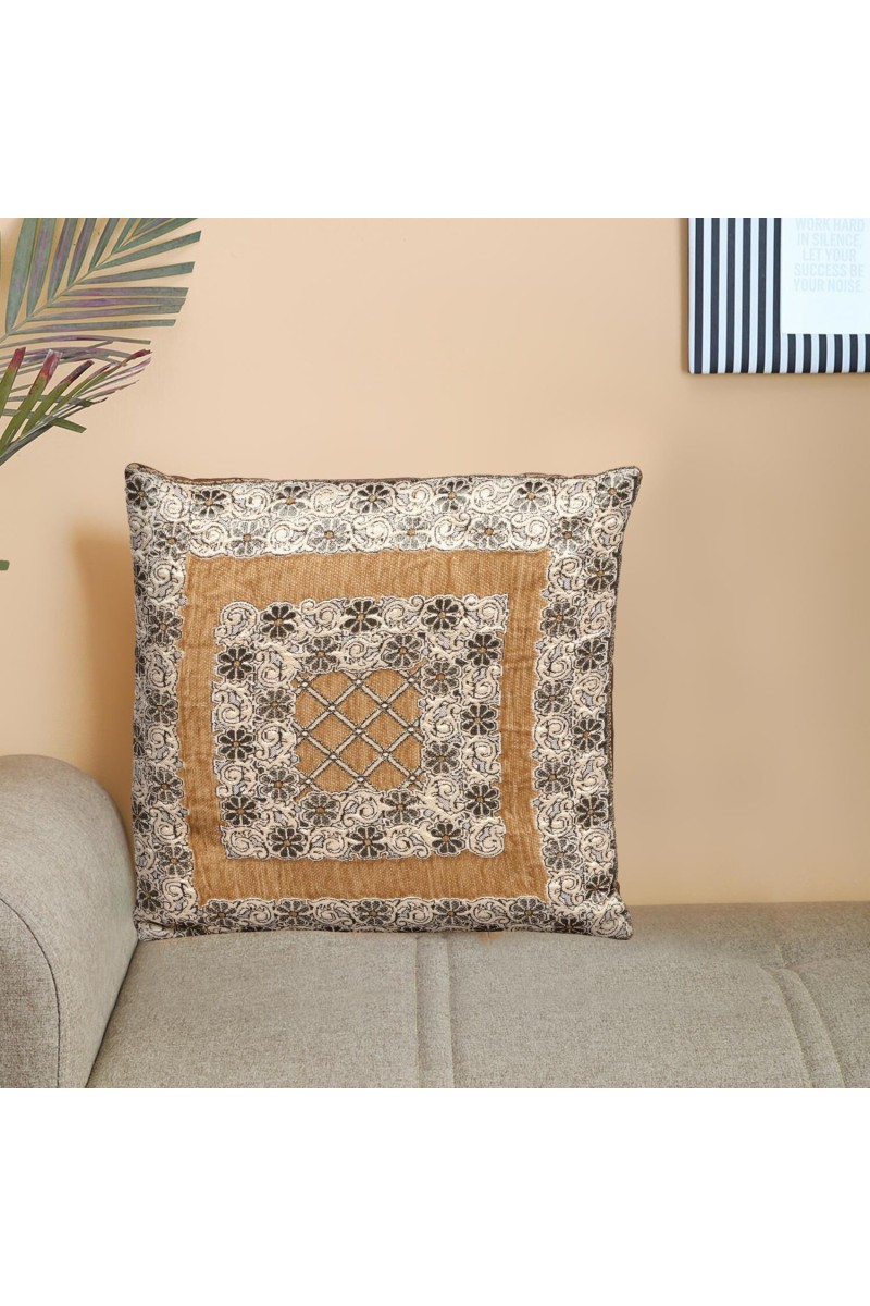 Home Beautiful                         Beige Polyester Cushion Cover