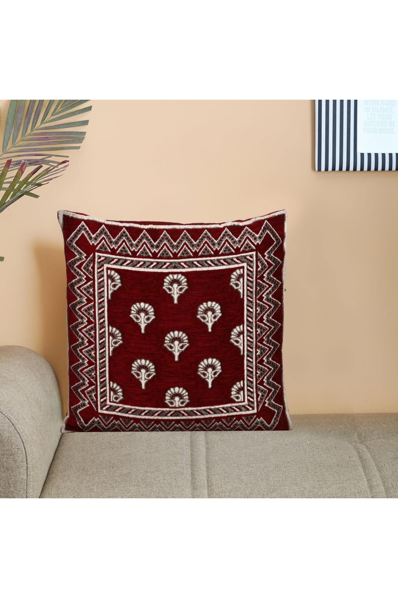 Home Beautiful                         Maroon Microfiber Cushion Cover