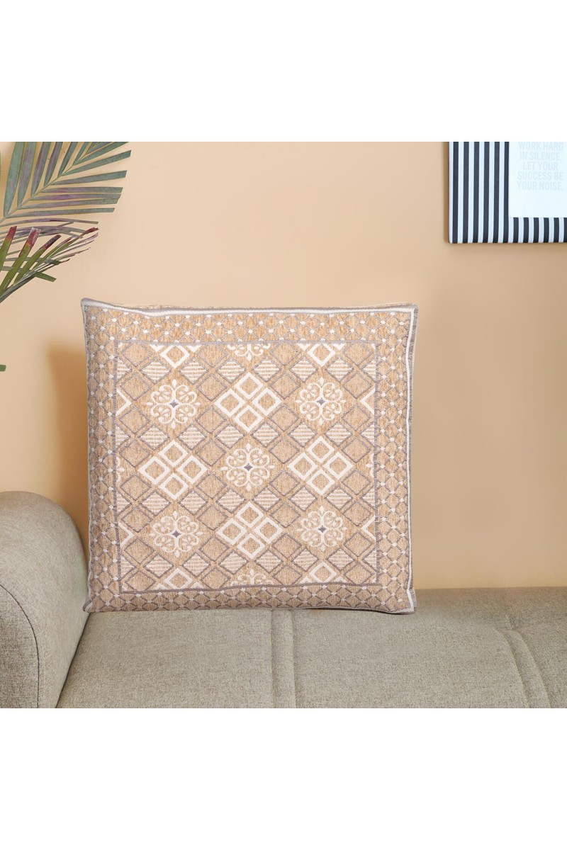 Home Beautiful                         Beige Polyester Cushion Cover