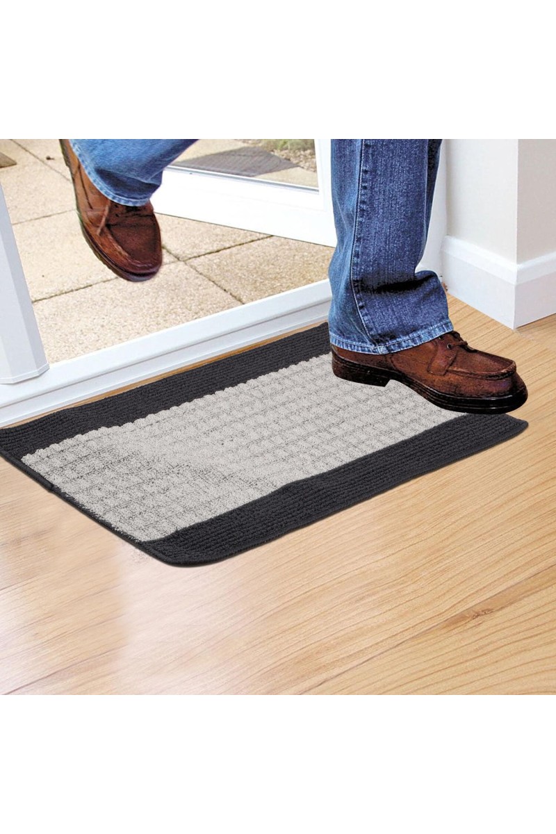 Home Beautiful                         Anti-Skid Grey Cotton Blend Door Mat
