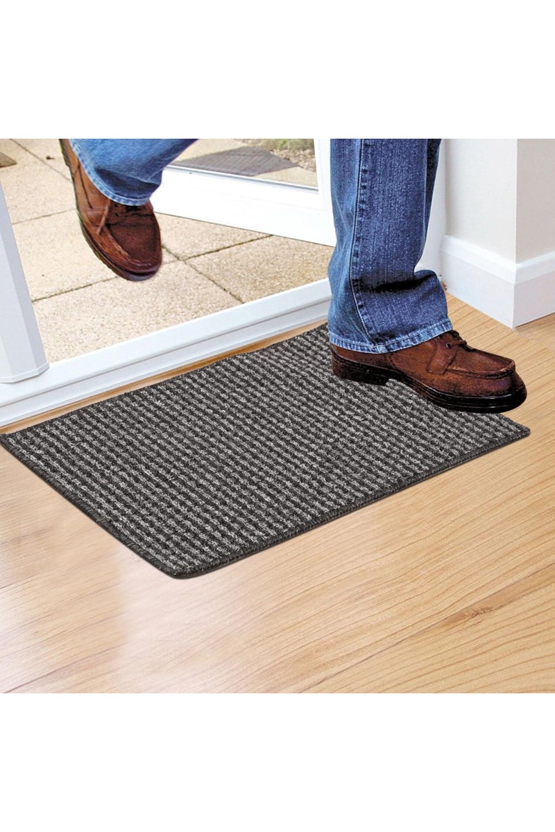 Home Beautiful                         Anti-Skid Grey Cotton Blend Door Mat