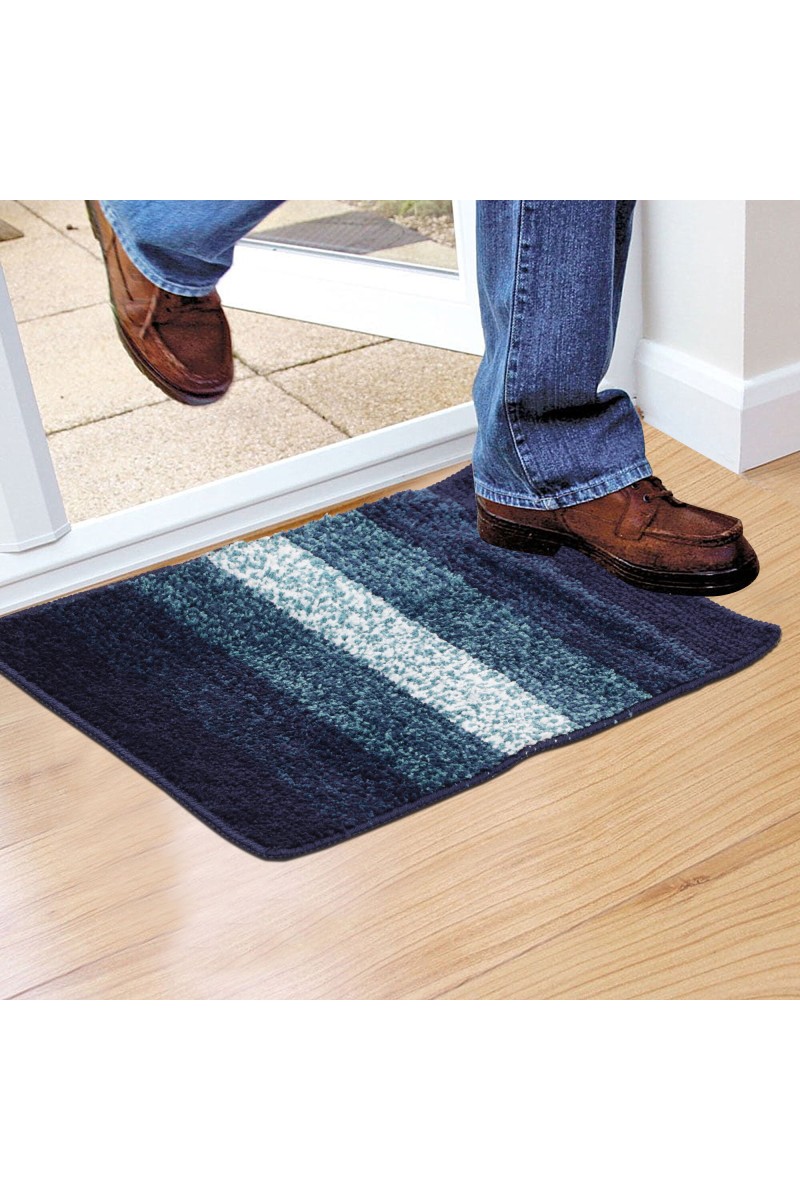 Home Beautiful                         Anti-Skid Blue Polyester Door Mat