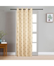 Home Beautiful                         7ft. Beige Printed Eyelet Window Curtains