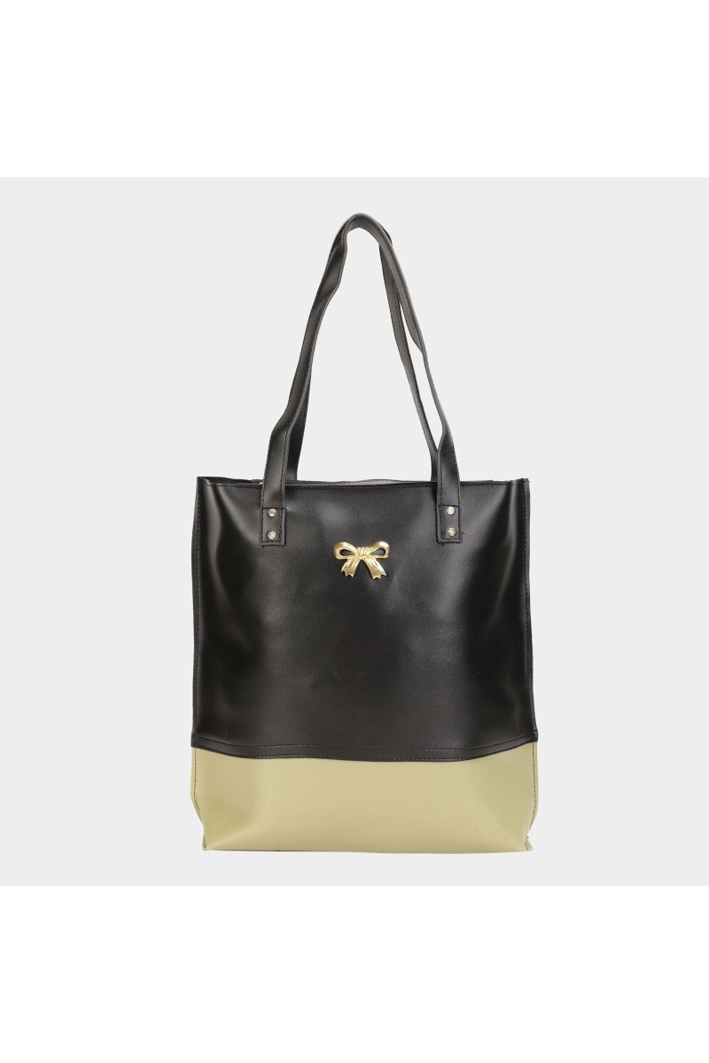 Lucky Charm                         Women's Black Polyurethane Tote Bag