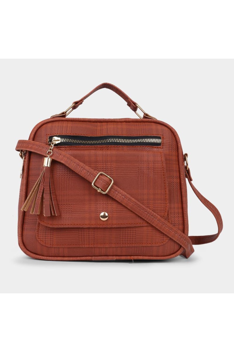 Lucky Charm                         Women's Tan Polyurethane Sling Bag