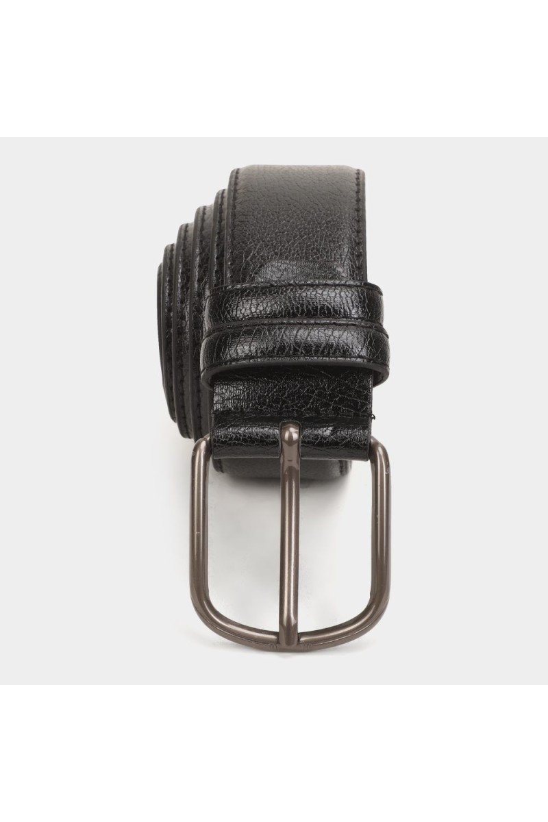 Black Tie                         Men's Black Polyurethane Casual Belt