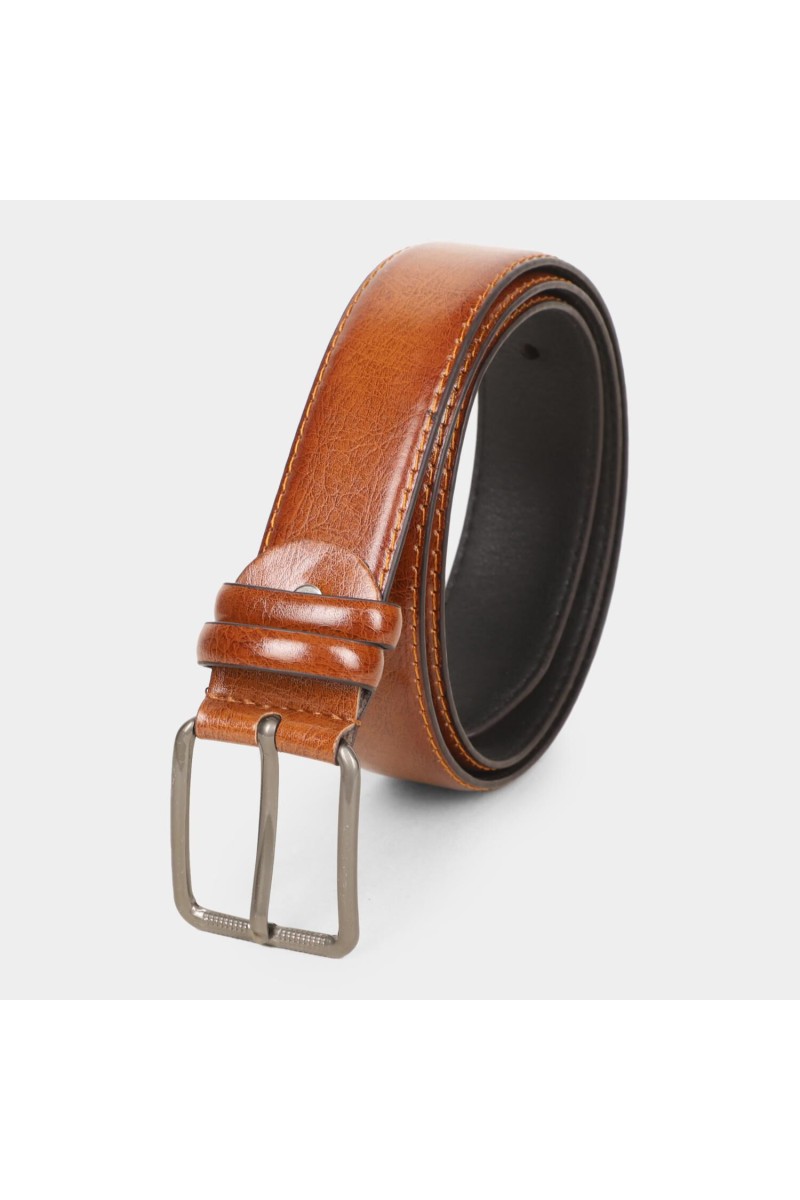 Black Tie                         Men's Brown Polyurethane Formal Belt