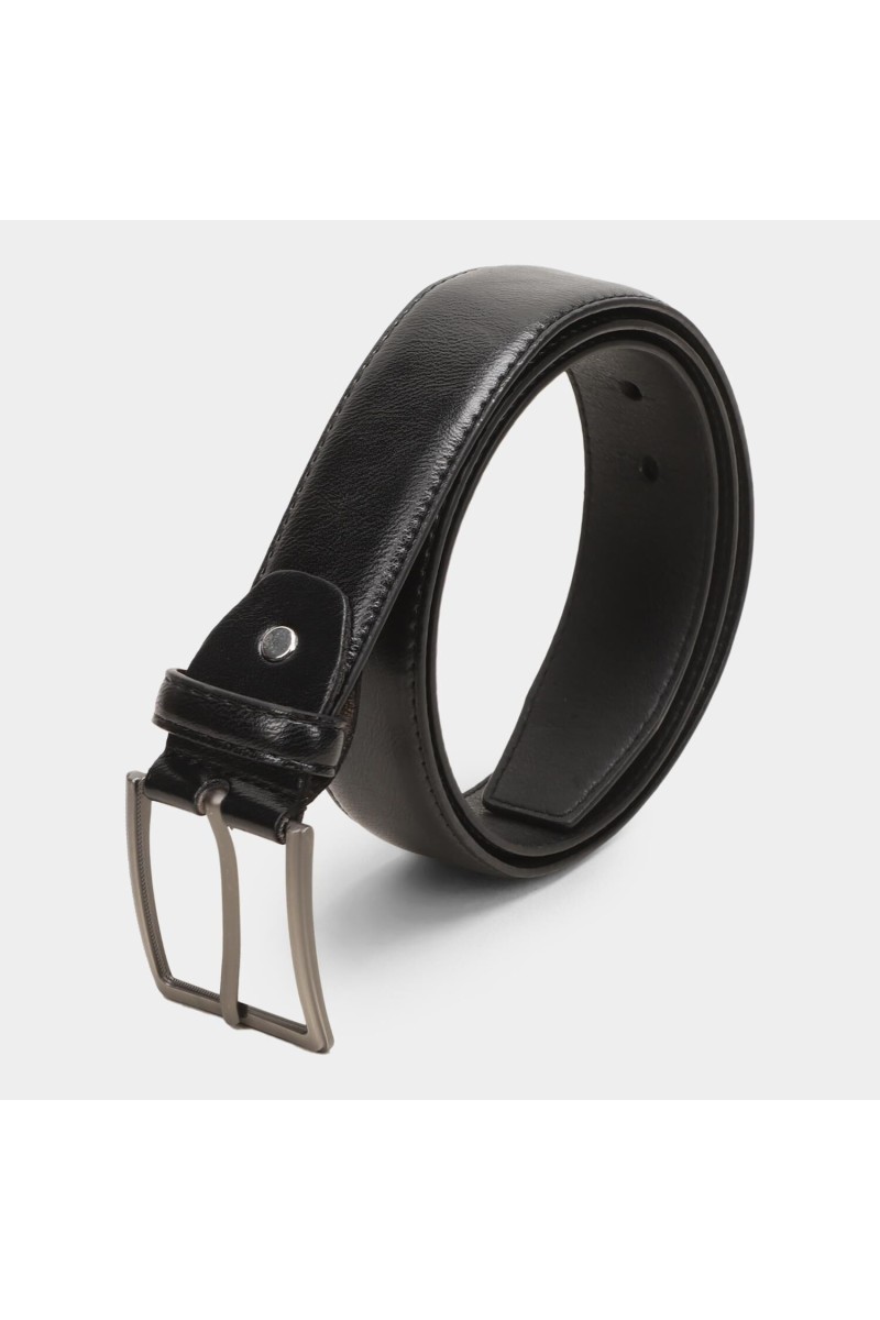 Black Tie                         Men's Black Polyurethane Formal Belt