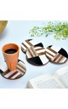 Wooden And Resin Geometric Coasters Set of 4 Kitchen Accessory