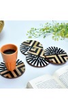 Geometric Wood And Resin Coasters Cup Holder In Set Of 4