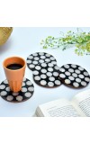 Round Resin and Wood Coasters Set of 4 In Honeycomb Pattern