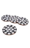 Round Resin and Wood Coasters Set of 4 In Honeycomb Pattern