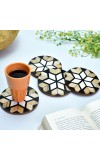 Round Tea Coaster Wood Flower Pattern Resin Coaster&nbsp;In Set Of 4