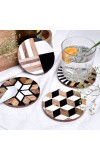 Handmade Black and Brown Round Resin Set of 4 Decorative Table Coasters