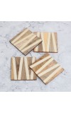 Modern Square Wooden Coasters for Decor - Pack of 4