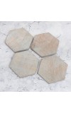 Vintage Finish Hexagon Wooden Tea Coasters - Pack of 4