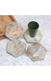 Hexagon Shaped Wooden Coasters for Home Decor - Pack of 4