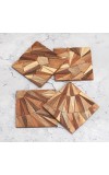 Premium Brown Wooden Tea Coasters - Pack of 4