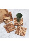 Premium Brown Wooden Tea Coasters - Pack of 4