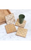 Square Shaped Wooden Coasters for Home Decor - Pack of 4