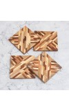 Square Shaped Modern Wooden Coasters for Decor - Pack of 4