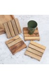 Handmade Brown Wooden Tea Coasters - Pack of 4