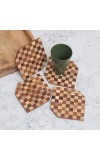 Beautiful Check Pattern Wooden Coasters - Pack of 4