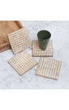 Handmade Brown and White Pattern Wooden Coasters - Pack of 4