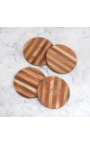 Circle Shaped Handmade Wooden Coasters for Decor - Pack of 4
