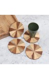 Modern Circle Shaped Brown Wooden Coasters - Pack of 4