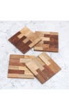 Brown Vintage Style Wooden Coasters - Pack of 4