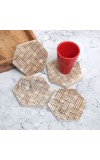 Brown Hexagon Wooden Coasters for Decor - Pack of 4
