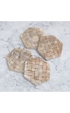 Brown Hexagon Wooden Coasters for Decor - Pack of 4