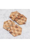 Modern Wooden Coasters for Home Decoration - Pack of 4