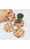 Modern Wooden Coasters for Home Decoration - Pack of 4