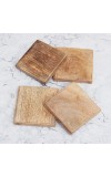 Premium Brown Square Wooden Coasters - Pack of 4