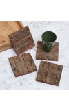 Vintage Style Brown Wooden Coasters - Pack of 4