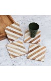 Beautiful Brown and White Wooden Coasters - Pack of 4