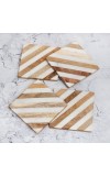 Beautiful Brown and White Wooden Coasters - Pack of 4