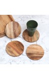 Modern Circle Shaped Wooden Coasters - Pack of 4
