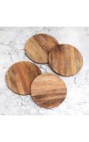 Modern Circle Shaped Wooden Coasters - Pack of 4