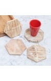 Handcrafted Hexagon Shaped Wooden Coasters - Pack of 4