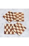 Modern Brown and White Pattern Wooden Coasters - Pack of 4